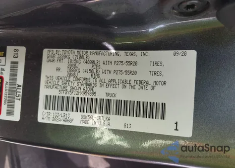 2021 Toyota Tundra Limited from USA, damaged, VIN 5TFBY5F12MX959895